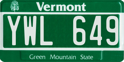 VT license plate YWL649