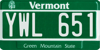VT license plate YWL651