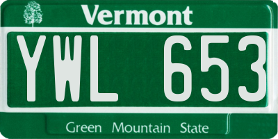 VT license plate YWL653