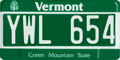 VT license plate YWL654