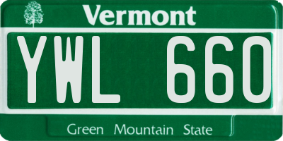 VT license plate YWL660