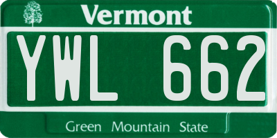 VT license plate YWL662