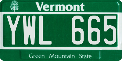 VT license plate YWL665