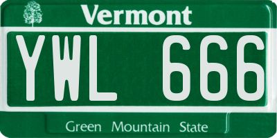 VT license plate YWL666