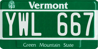 VT license plate YWL667
