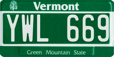 VT license plate YWL669