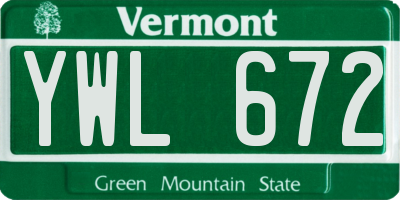 VT license plate YWL672