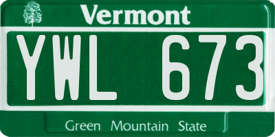 VT license plate YWL673