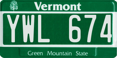 VT license plate YWL674