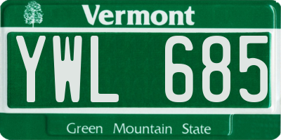 VT license plate YWL685