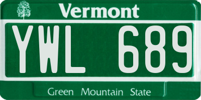 VT license plate YWL689