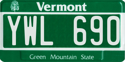 VT license plate YWL690