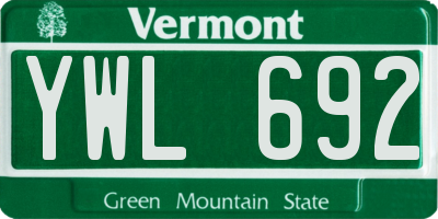 VT license plate YWL692