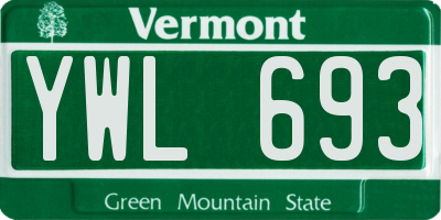 VT license plate YWL693