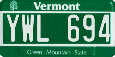 VT license plate YWL694