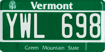 VT license plate YWL698