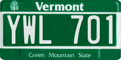 VT license plate YWL701
