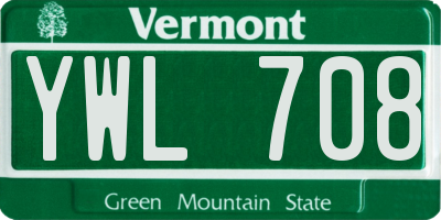 VT license plate YWL708