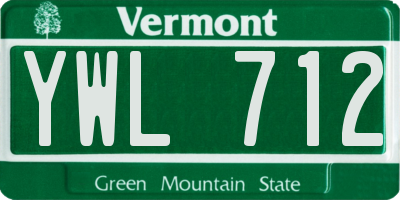 VT license plate YWL712