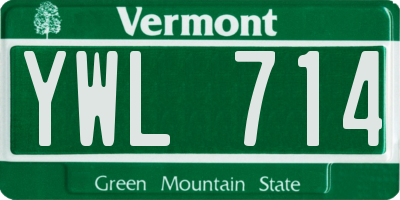 VT license plate YWL714