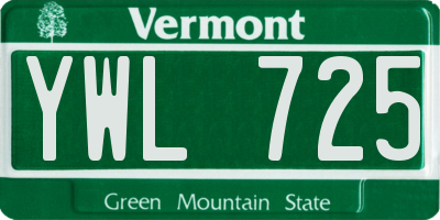 VT license plate YWL725