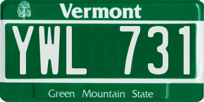 VT license plate YWL731