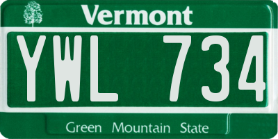 VT license plate YWL734