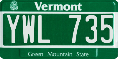VT license plate YWL735