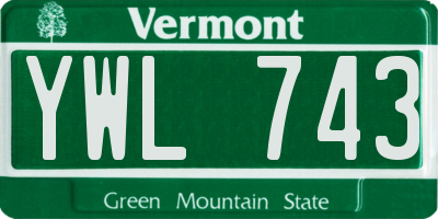 VT license plate YWL743