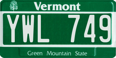 VT license plate YWL749