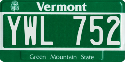 VT license plate YWL752
