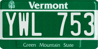VT license plate YWL753