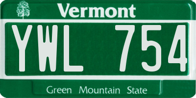 VT license plate YWL754