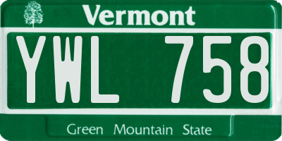 VT license plate YWL758