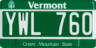 VT license plate YWL760