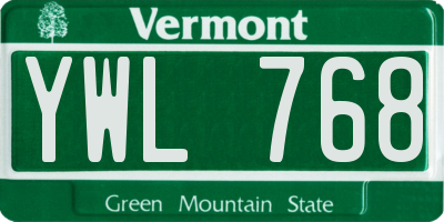 VT license plate YWL768