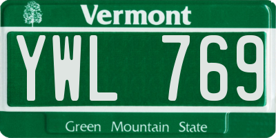 VT license plate YWL769