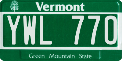 VT license plate YWL770
