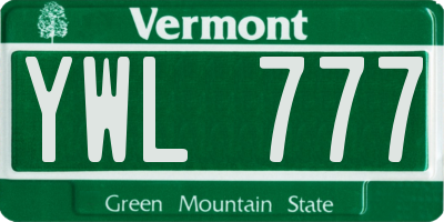 VT license plate YWL777