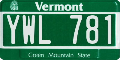 VT license plate YWL781