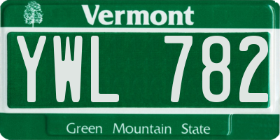 VT license plate YWL782