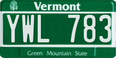 VT license plate YWL783
