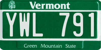 VT license plate YWL791