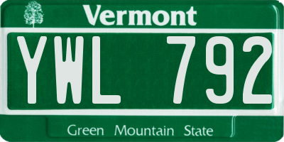 VT license plate YWL792