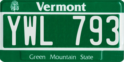 VT license plate YWL793