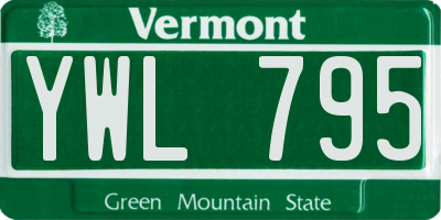VT license plate YWL795
