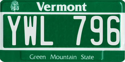 VT license plate YWL796