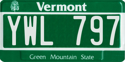 VT license plate YWL797