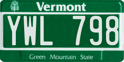 VT license plate YWL798