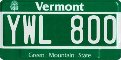 VT license plate YWL800
